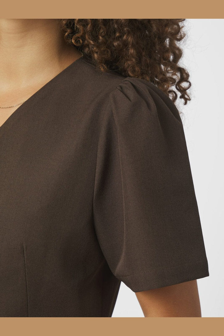 Neo Noir - Jules Structure Blouse 165065 - 676 - Dark Brown