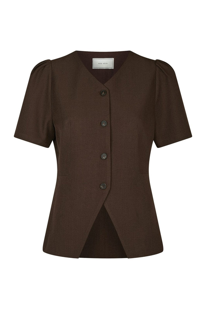 Neo Noir - Jules Structure Blouse 165065 - 676 - Dark Brown