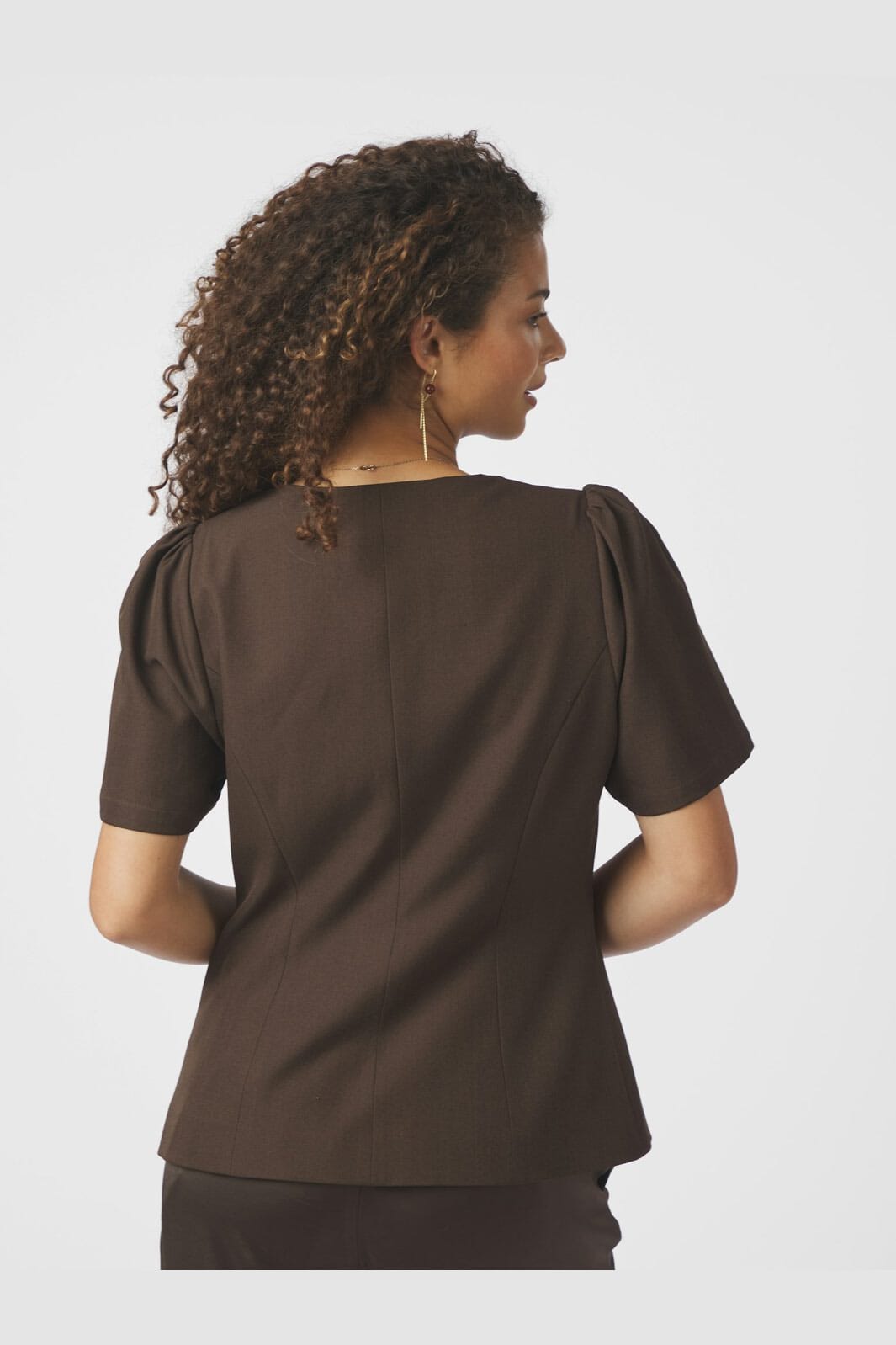 Neo Noir - Jules Structure Blouse 165065 - 676 - Dark Brown