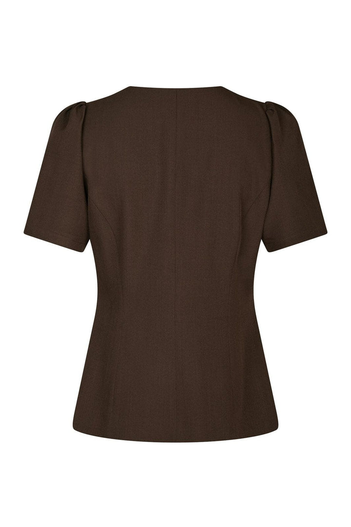 Neo Noir - Jules Structure Blouse 165065 - 676 - Dark Brown