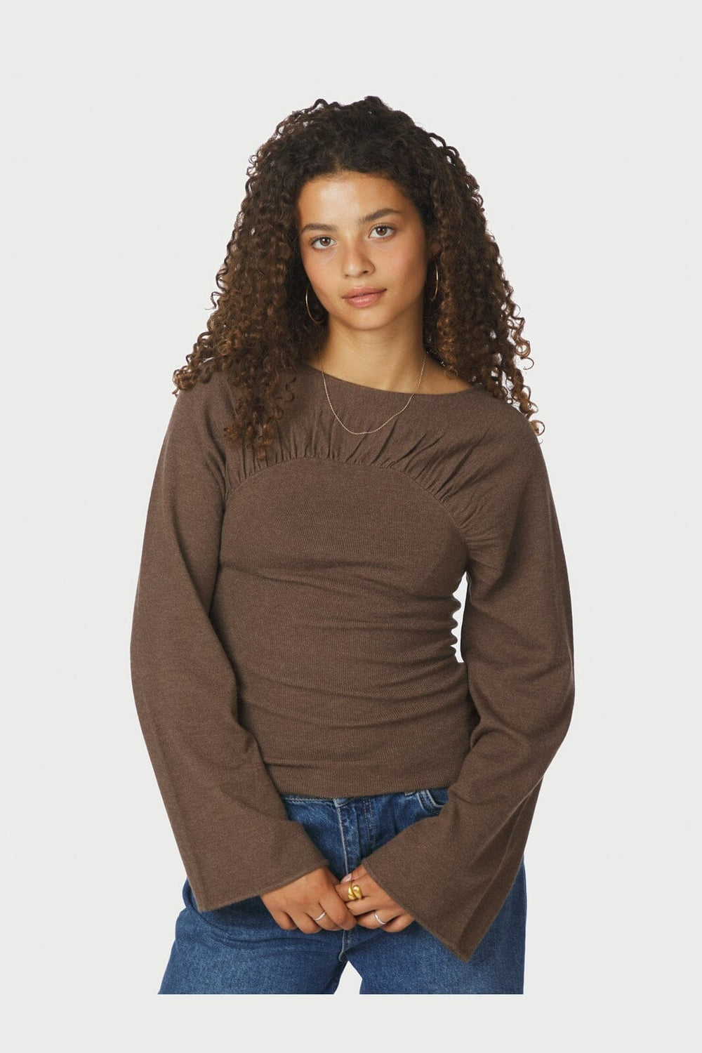 Neo Noir - Kaiba Knit Blouse 166875 - 205 - Brown Melange