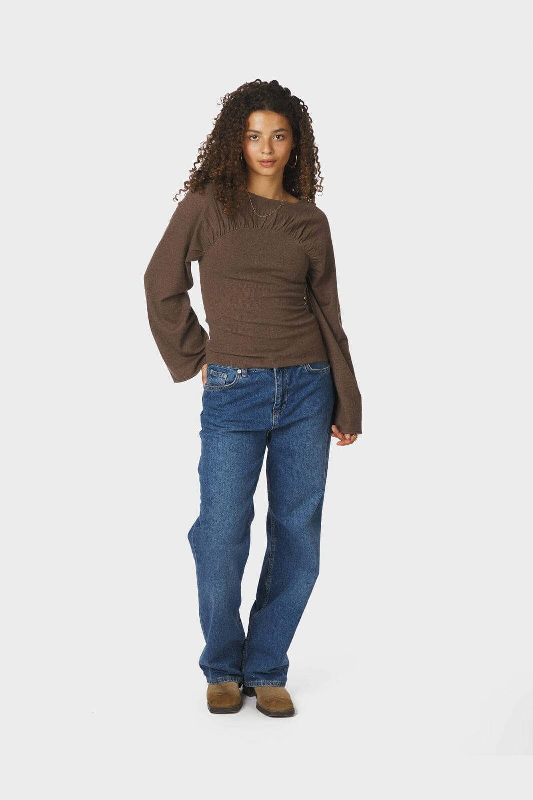 Neo Noir - Kaiba Knit Blouse 166875 - 205 - Brown Melange