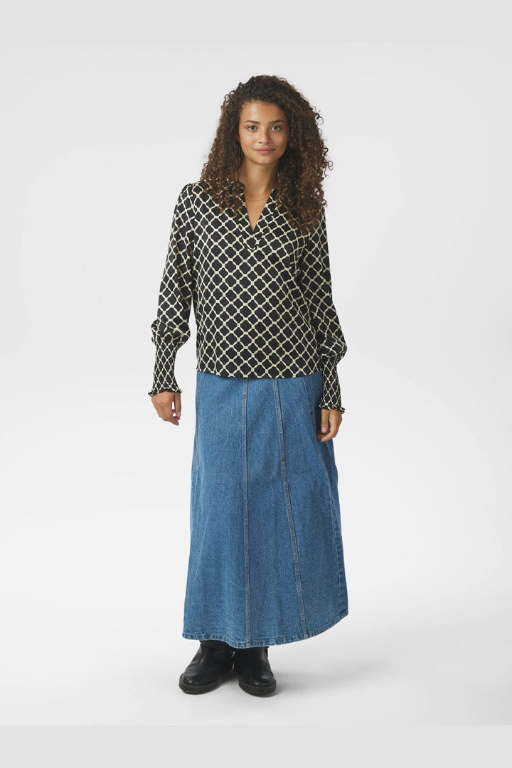 Neo Noir - Landa Tile Print Blouse 166926 - 100 - Black