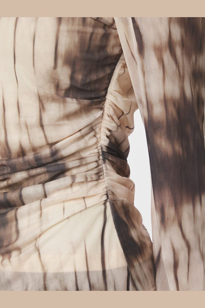 Neo Noir - Lenida Faded Mesh Blouse 167053 - 306 - Dusty Brown