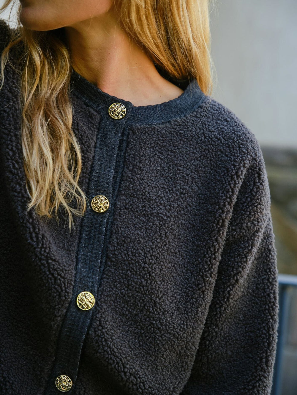 Neo Noir - Limo Fluffy Knit Cardigan 161963 - 132 - Antracit Cardigans