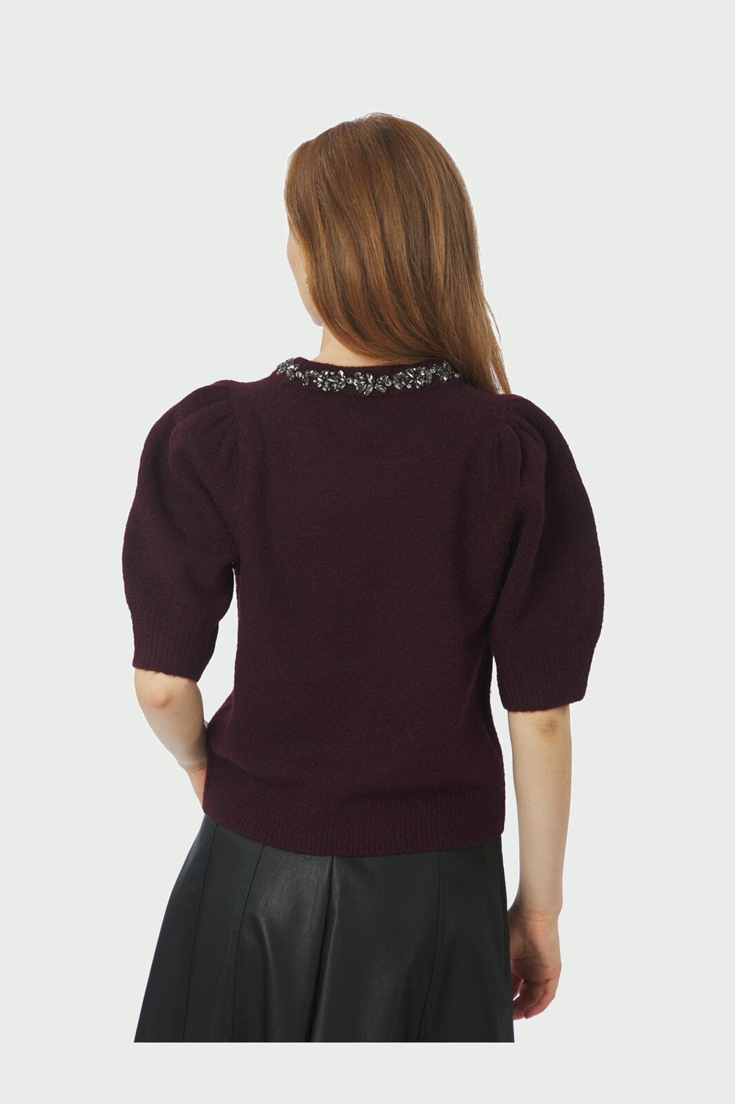 Neo Noir - Maia Stone Knit Blouse 162914 - 682 - Wine