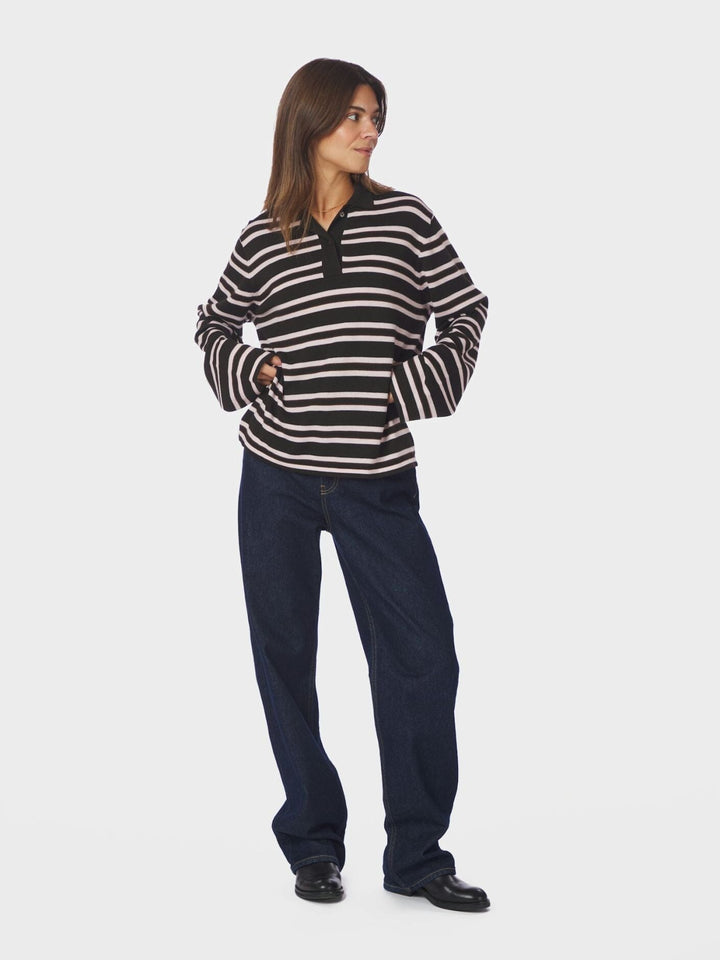 Neo Noir - Mala Polo Knit Blouse 167213 - 676 - Dark Brown Bluser