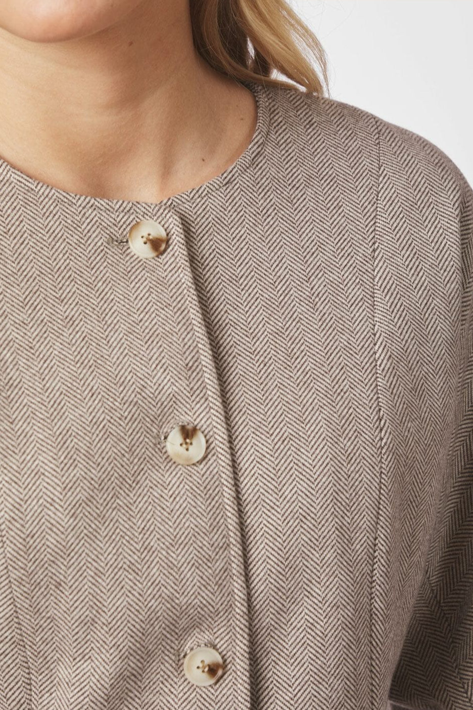 Neo Noir - Mesto Light Herringbone Jacket 167015 - 387 - White/Brown