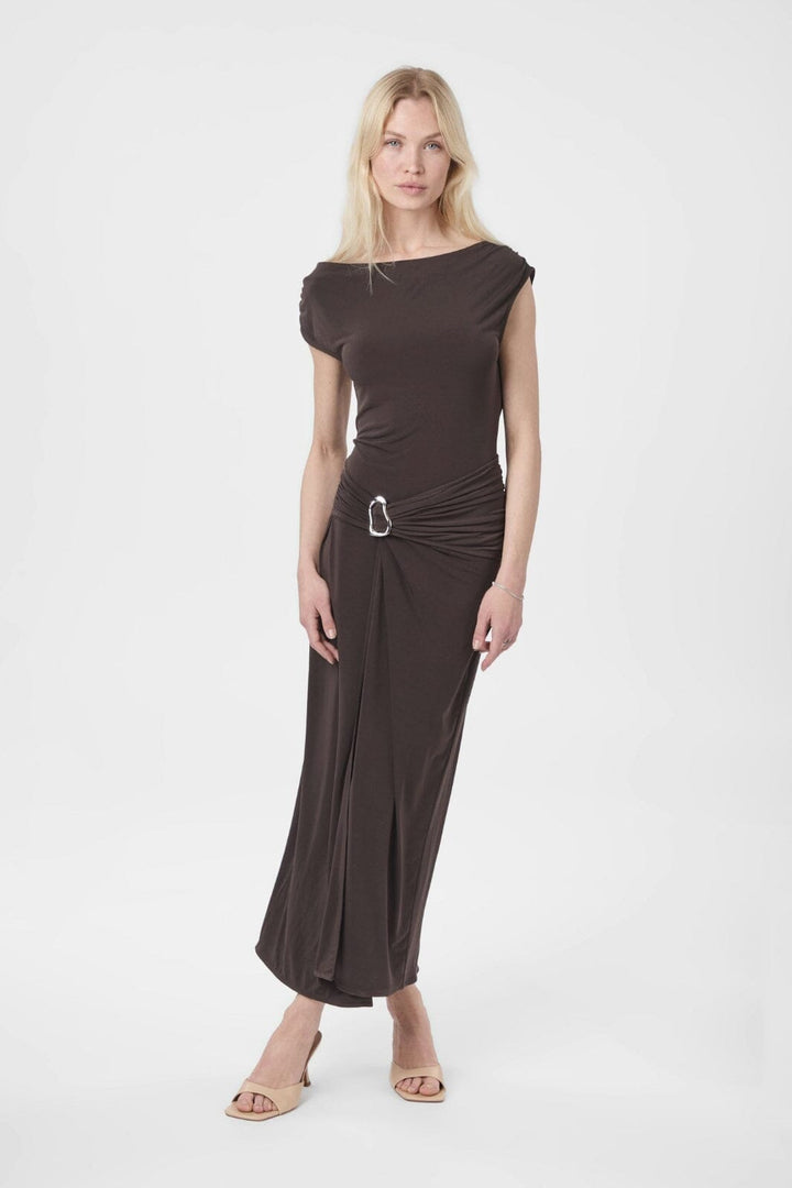 Neo Noir - Minja Drapy Dress 165728 - 584 - Chocolate Brown