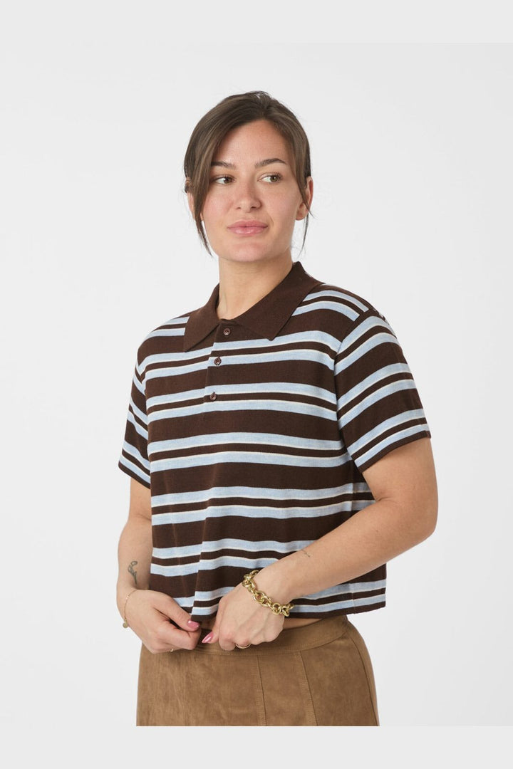 Neo Noir - Mulann Polo Knit Blouse 165966 - 676 - Dark Brown