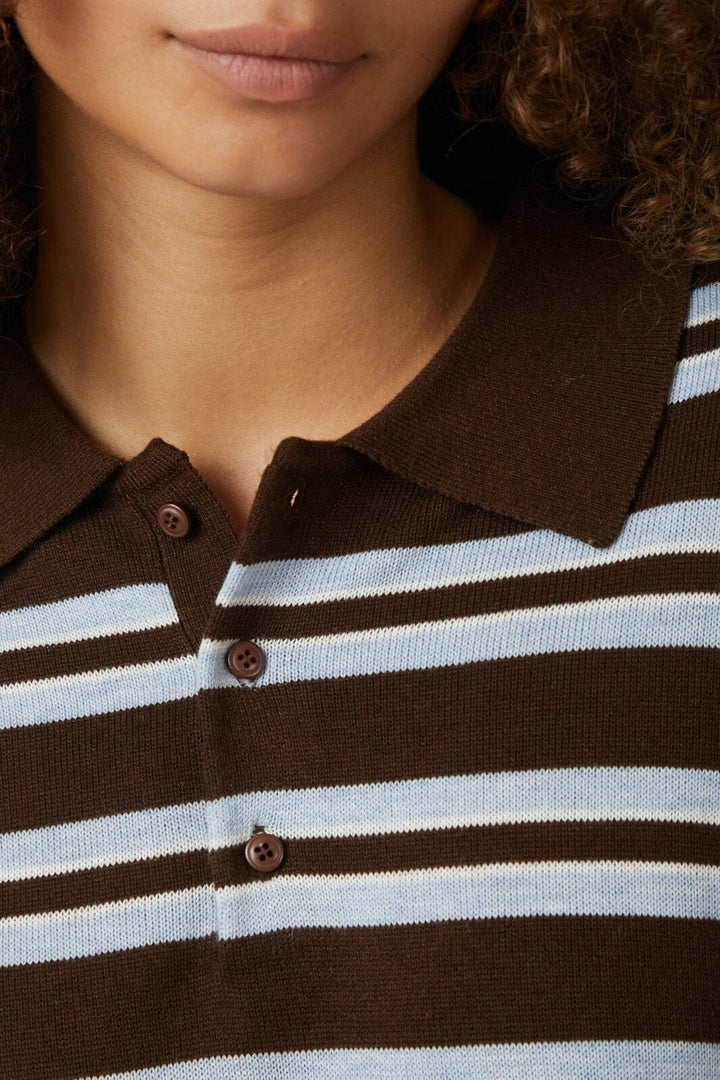 Neo Noir - Mulann Polo Knit Blouse 165966 - 676 - Dark Brown