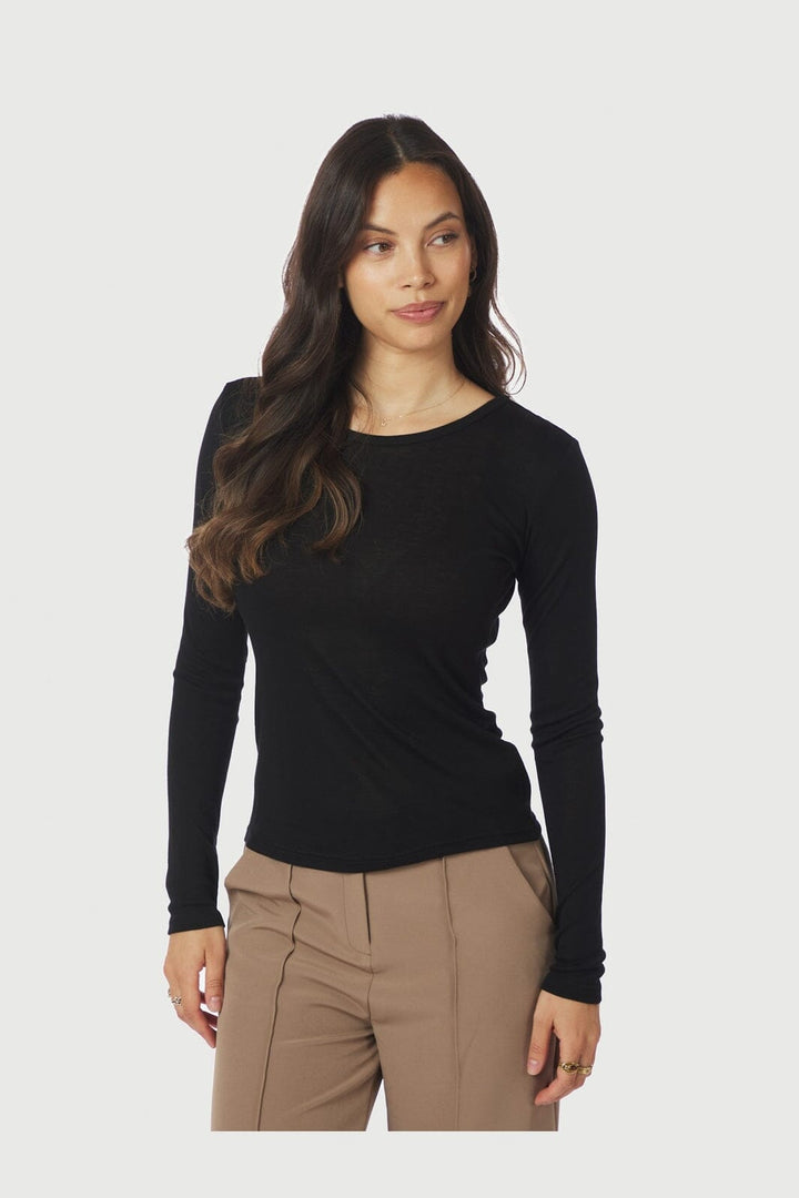 Neo Noir - Nella Fine Rib Blouse 167271 - 100 - Black