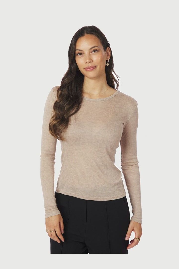 Neo Noir - Nella Fine Rib Blouse 167271 - 976 - Beige Melange