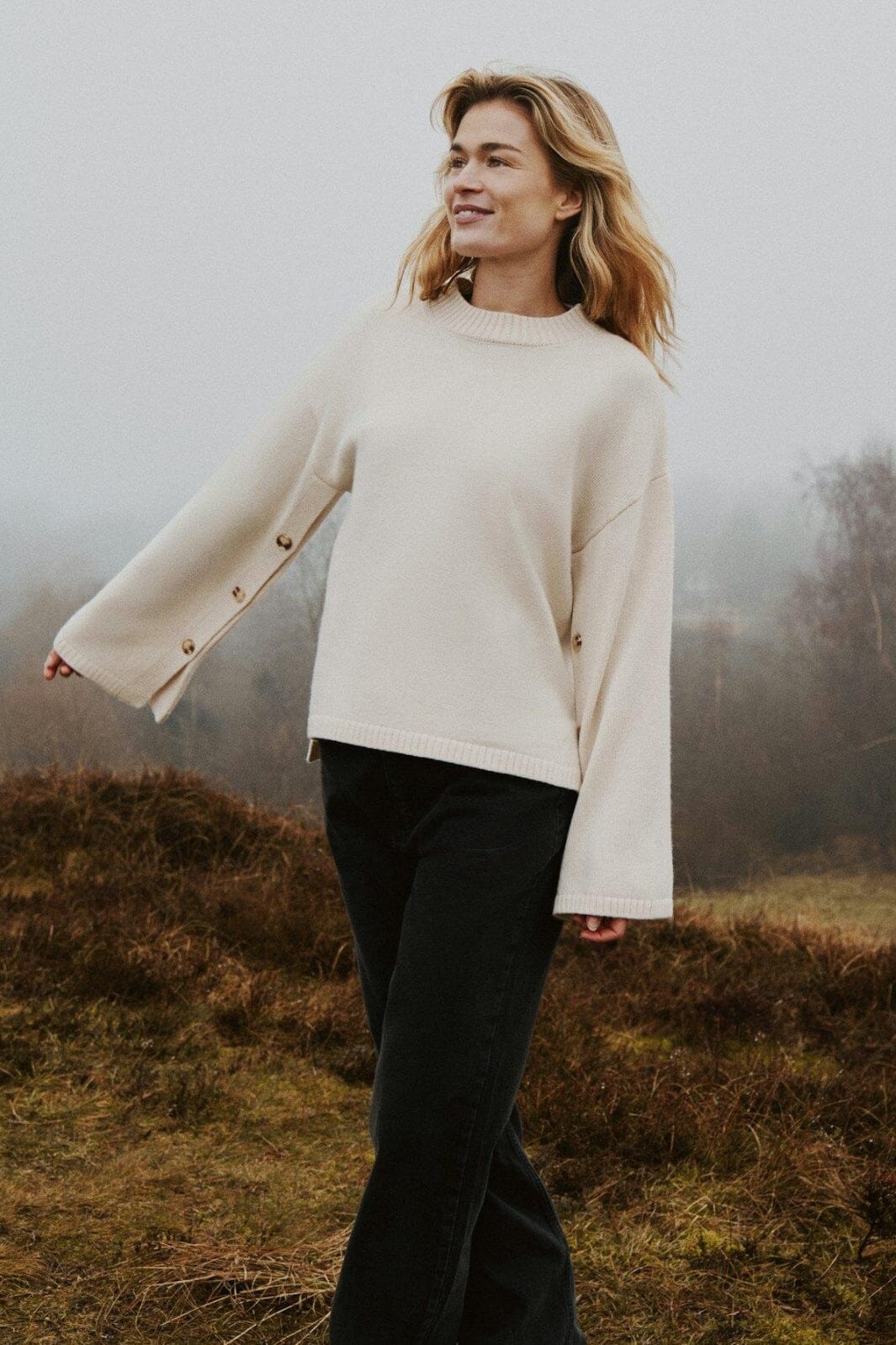 Neo Noir - Nello Button Knit Blouse 164512 - 124 - Ivory