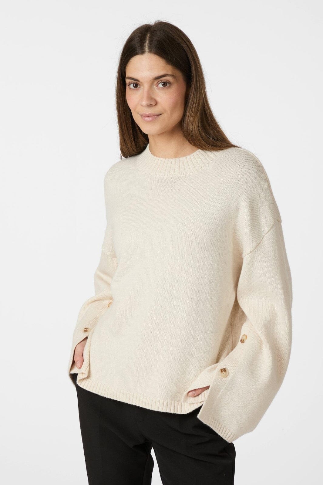 Neo Noir - Nello Button Knit Blouse 164512 - 124 - Ivory