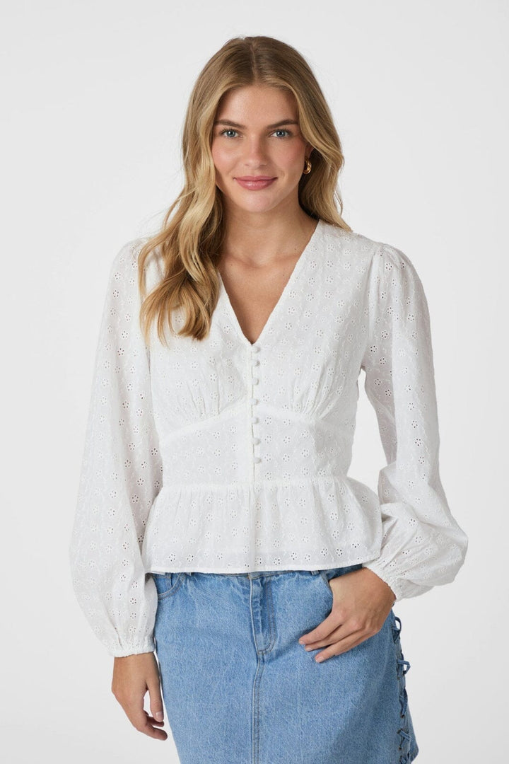 Neo Noir - Neroni Embroidery Blouse 166019 - 120 - White