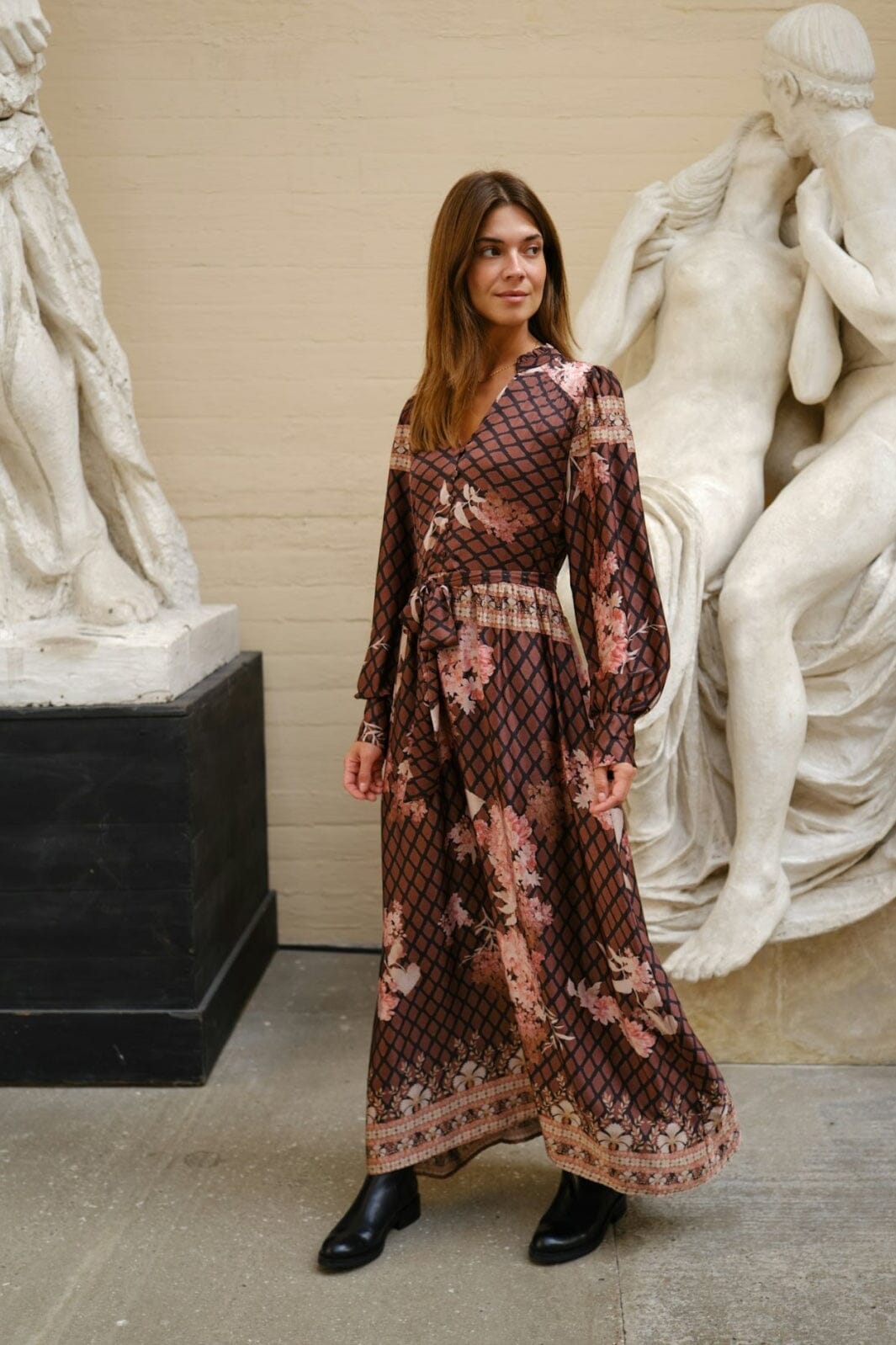 Neo Noir - Nova Botanical Border Dress 167258 - 100 - Black Kjoler