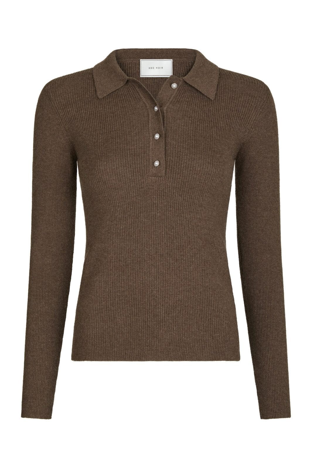 Neo Noir - Panama Knit Blouse 164017 - 205 - Brown Melange