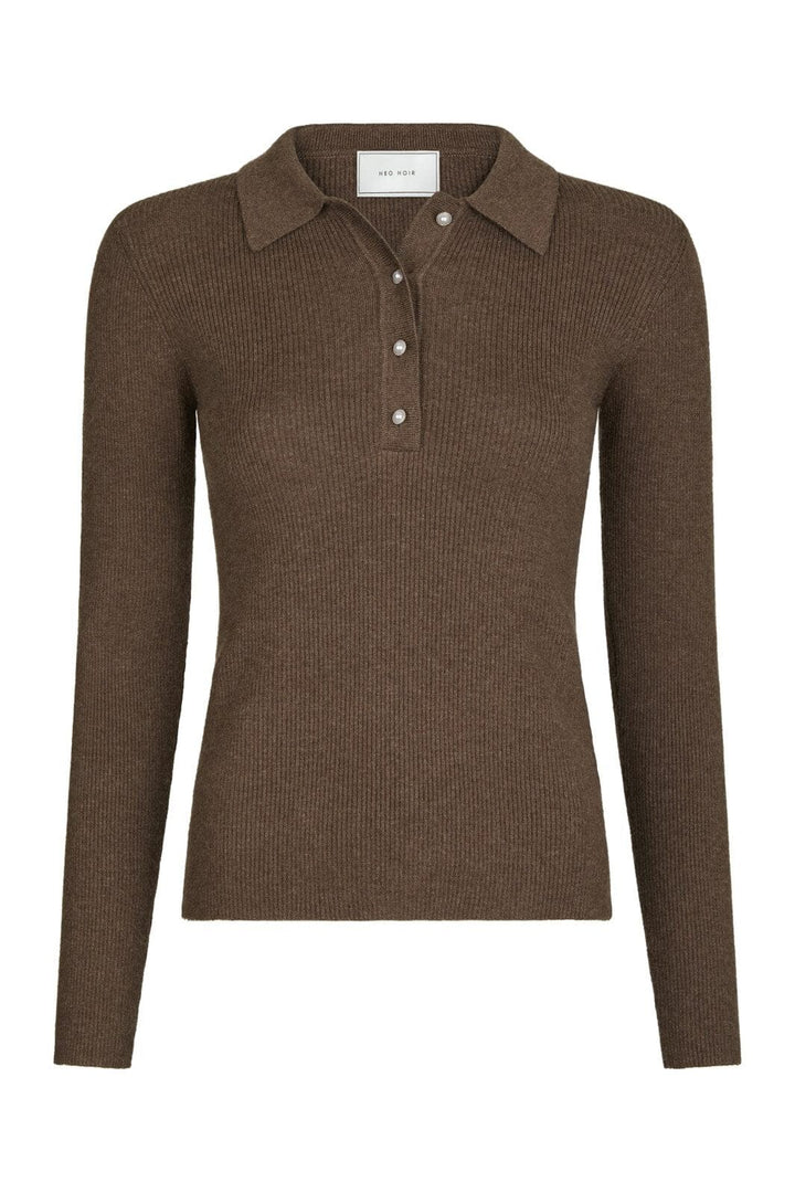 Neo Noir - Panama Knit Blouse 164017 - 205 - Brown Melange