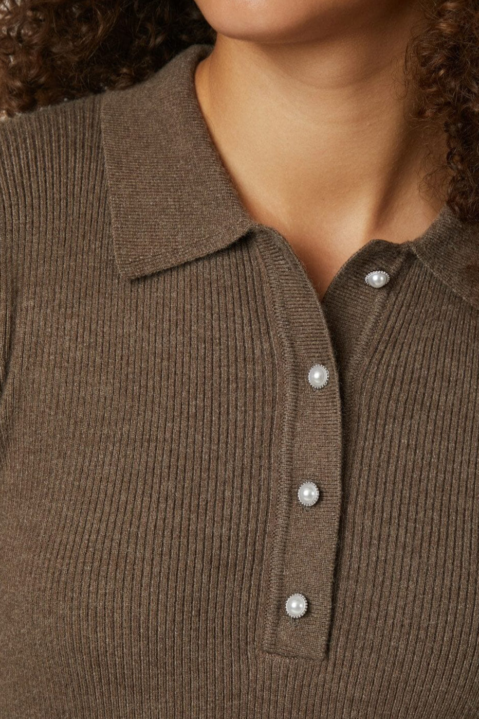 Neo Noir - Panama Knit Blouse 164017 - 205 - Brown Melange