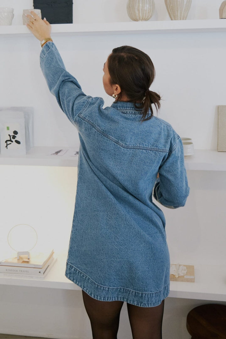 Neo Noir - Paras Denim Dress - Smoke Blue Kjoler