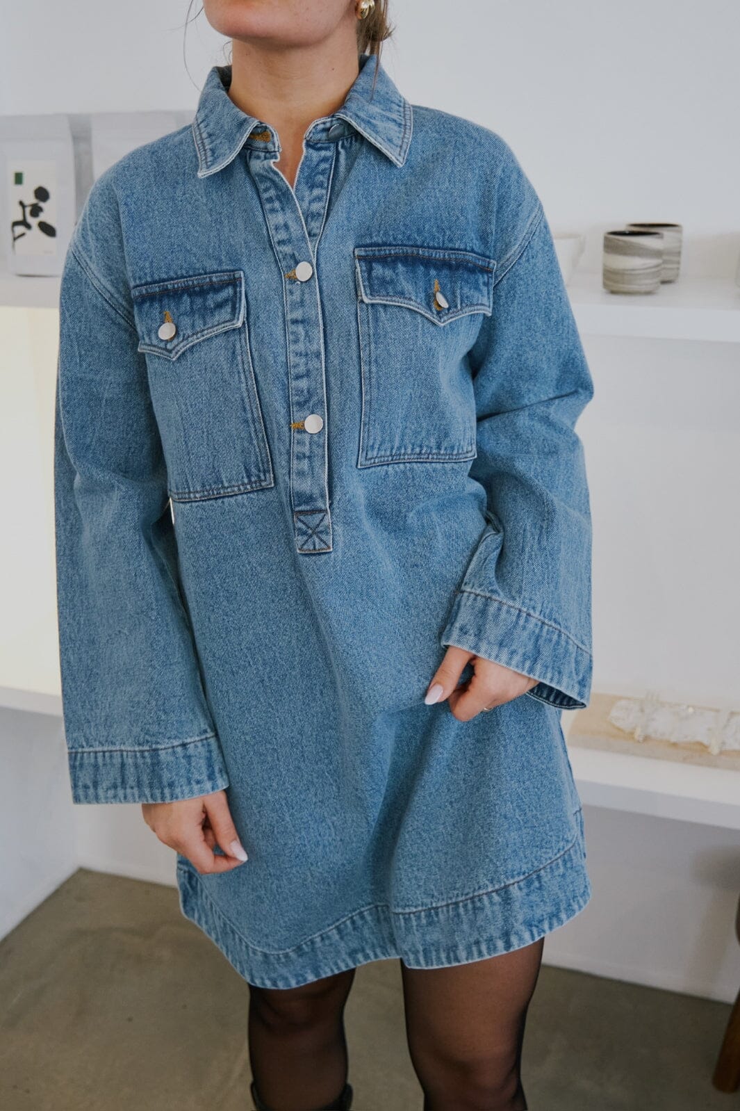 Neo Noir - Paras Denim Dress - Smoke Blue Kjoler