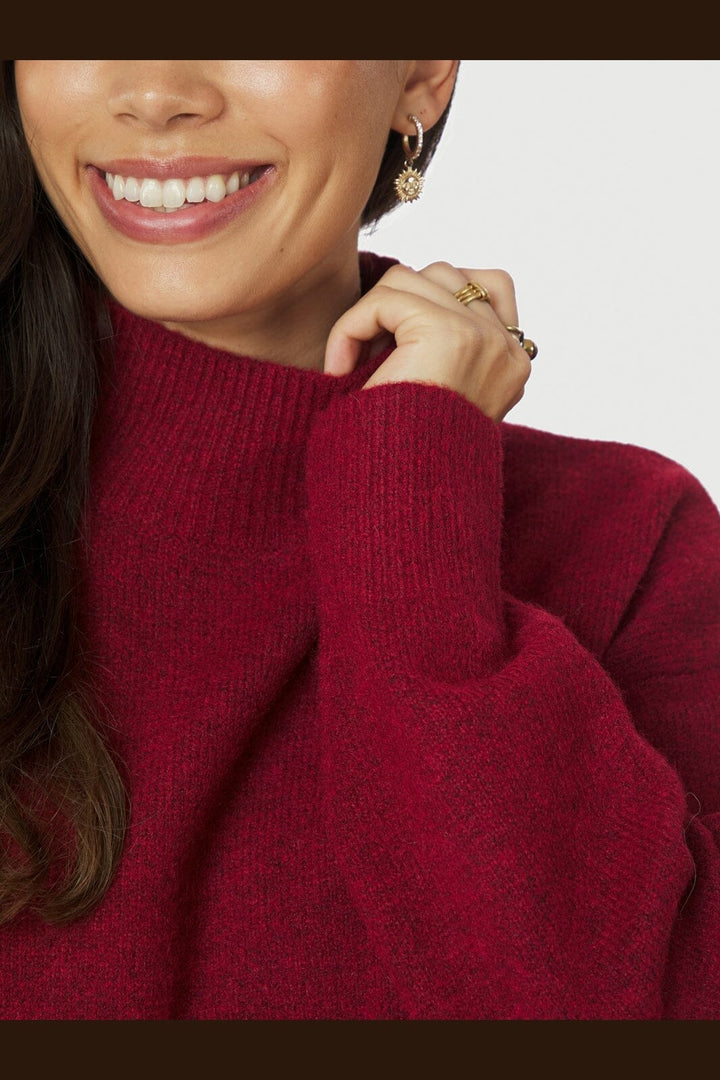 Neo Noir - Paulina Knit Blouse 159703 - 321 - Dark Red