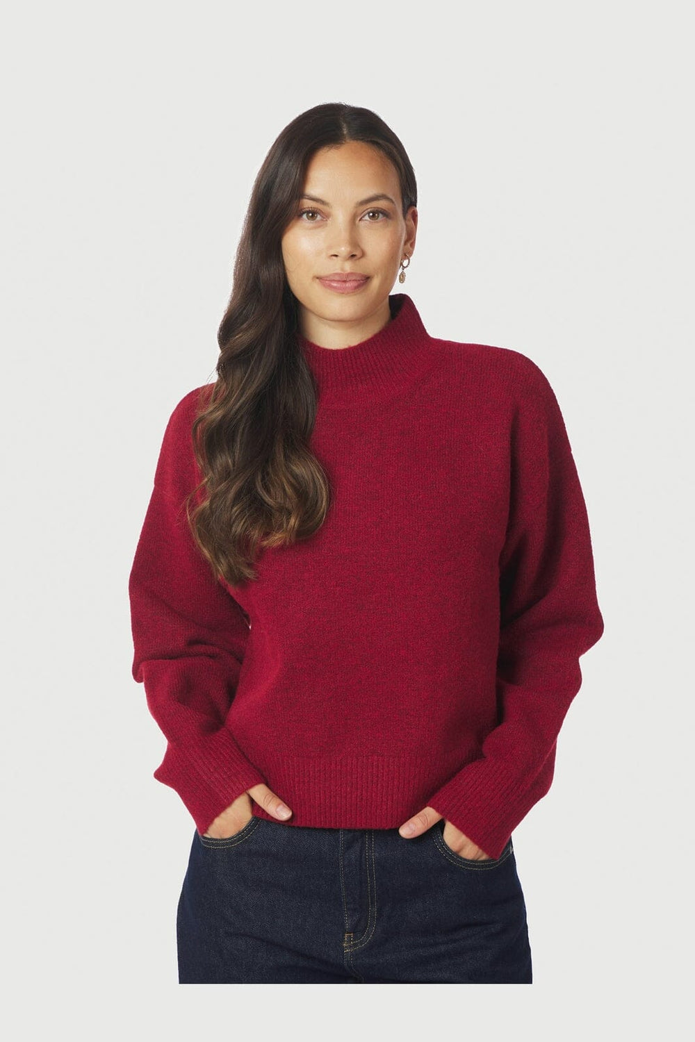 Neo Noir - Paulina Knit Blouse 159703 - 321 - Dark Red