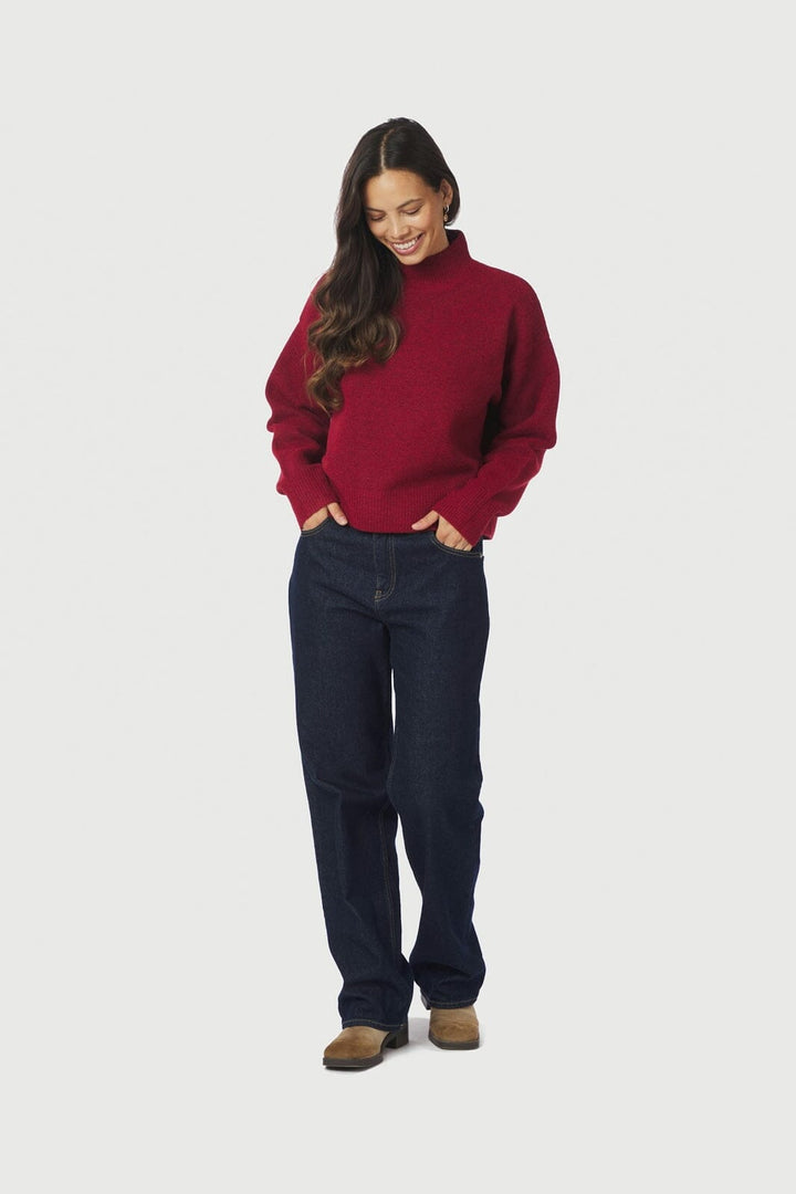 Neo Noir - Paulina Knit Blouse 159703 - 321 - Dark Red