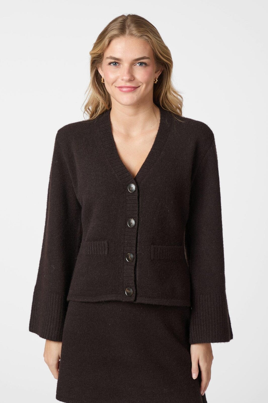 Neo Noir - Pixie Knit Cardigan 163069 - 676 - Dark Brown