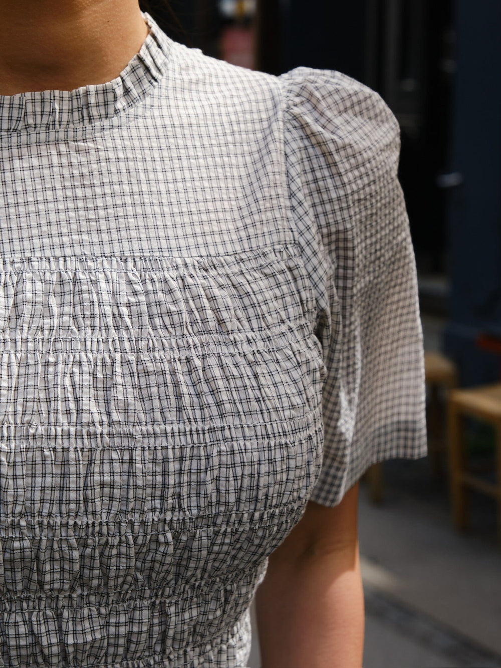 Neo Noir - Possini Small Check Blouse 165420 - 122 - Creme Bluser