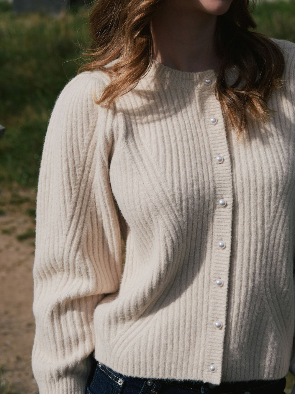 Neo Noir - Puli Knit Cardigan 164838 - 124 - Ivory Cardigans