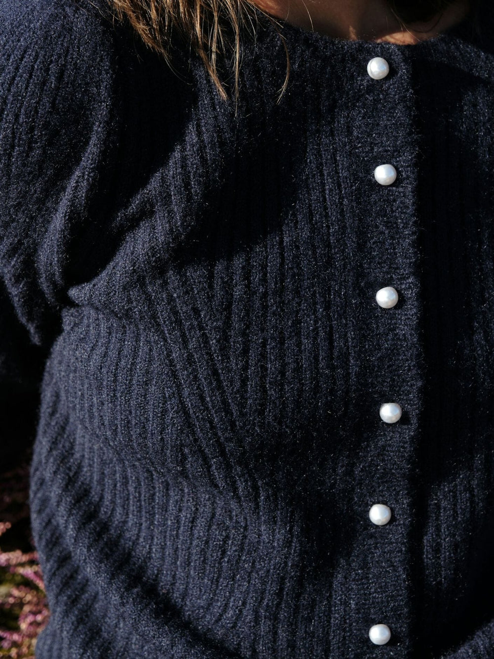 Neo Noir - Puli Knit Cardigan 164838 - 141 - Navy Cardigans
