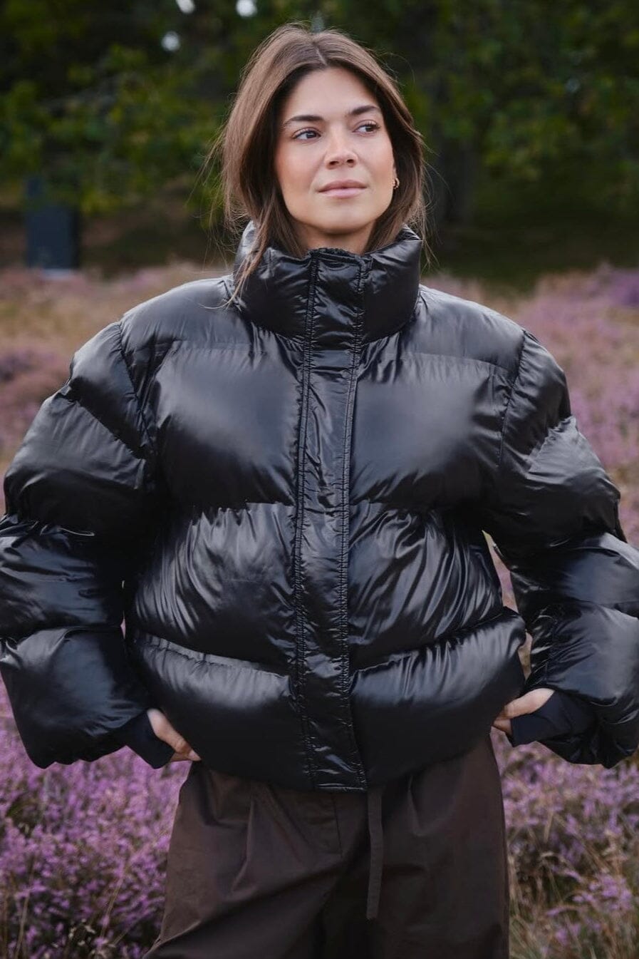 Neo Noir - Rhea Shiny Puffer Jacket 165094 - 100 - Black Jakker