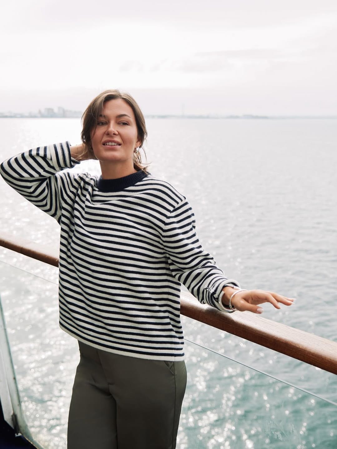 Neo Noir - Rivi Stripe Knit Sweater 164957 - 764 - White/Navy Strikbluser