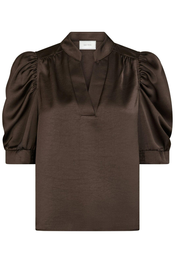 Neo Noir - Roella Heavy Sateen Blouse 162590 - 676 - Dark Brown