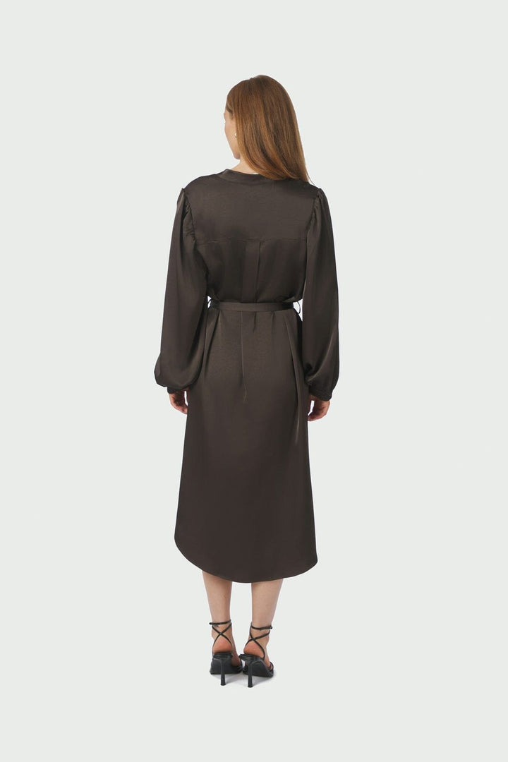 Neo Noir - Rolana Heavy Sateen Dress 164533 - 676 - Dark Brown