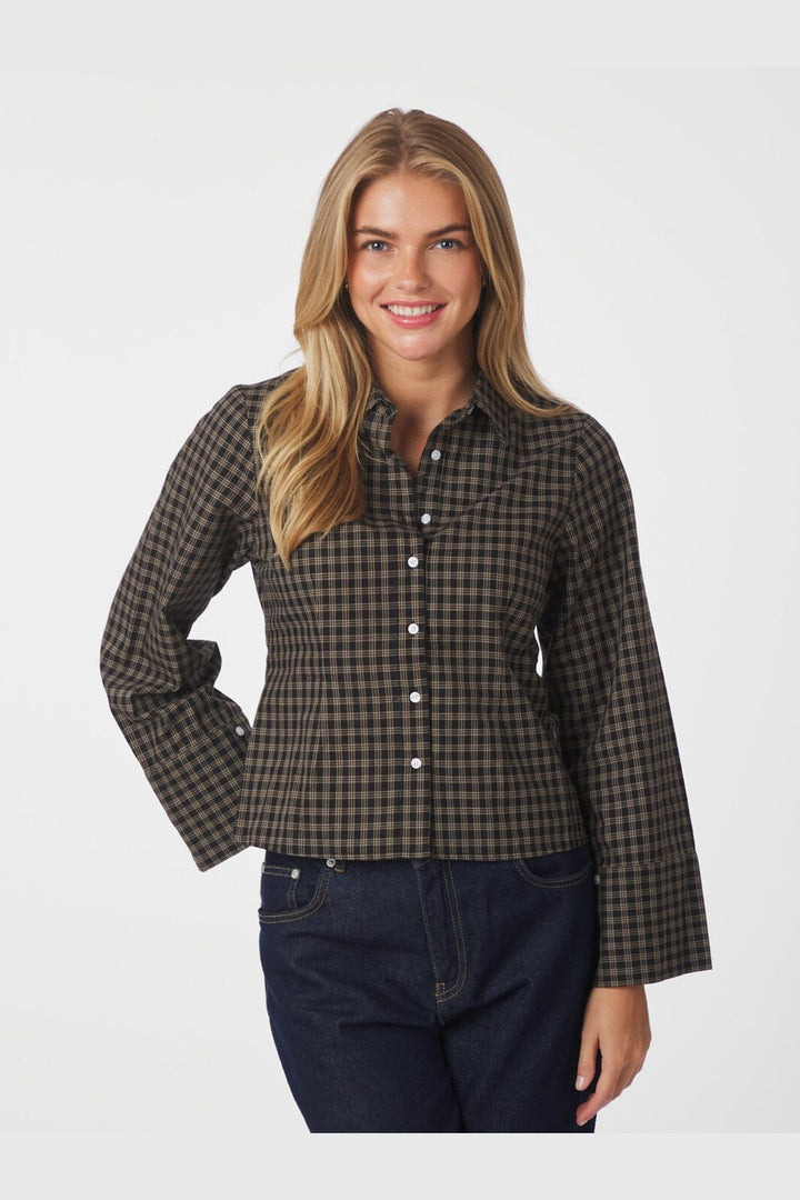 Neo Noir - Rosa Mini Check Shirt 167089 - 100 - Black