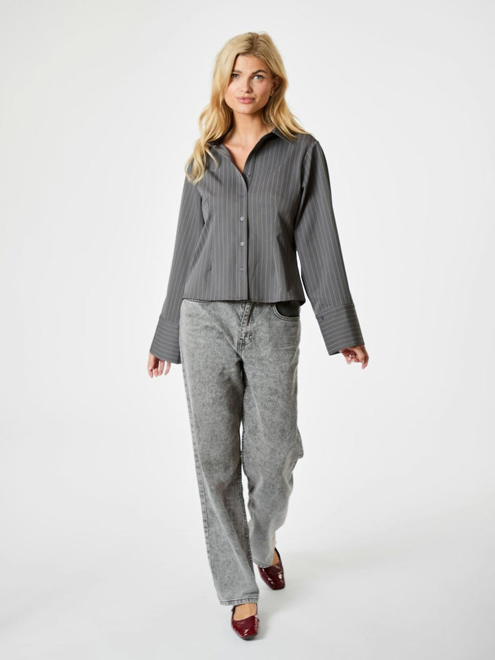 Neo Noir - Rosa Pinstripe Shirt - Grey Skjorter