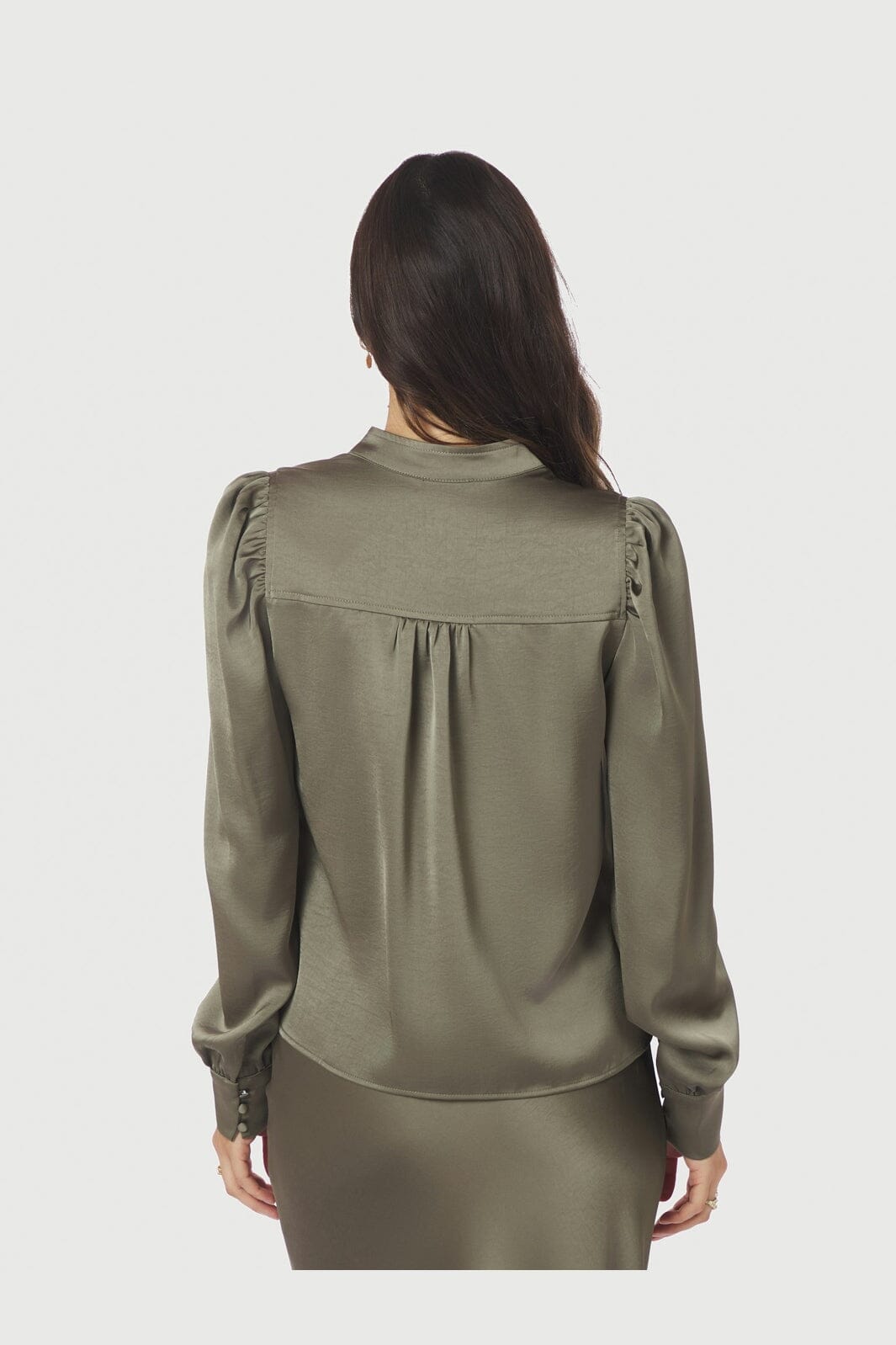 Neo Noir - Rosslyn Heavy Sateen Blouse 163769 - 255 - Cold Army