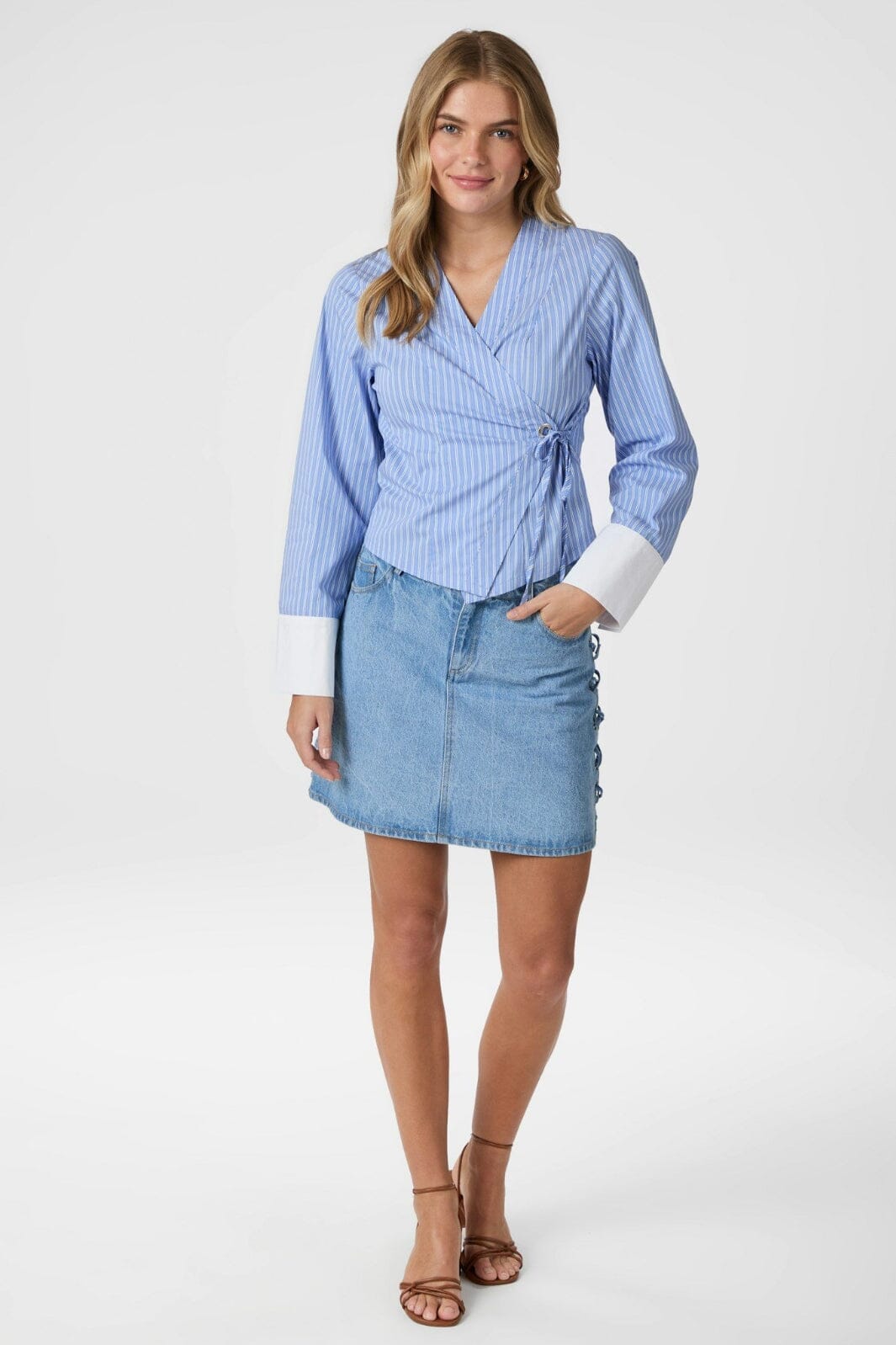 Neo Noir - Salvia Stripe Shirt 166135 - 145 - Light Blue