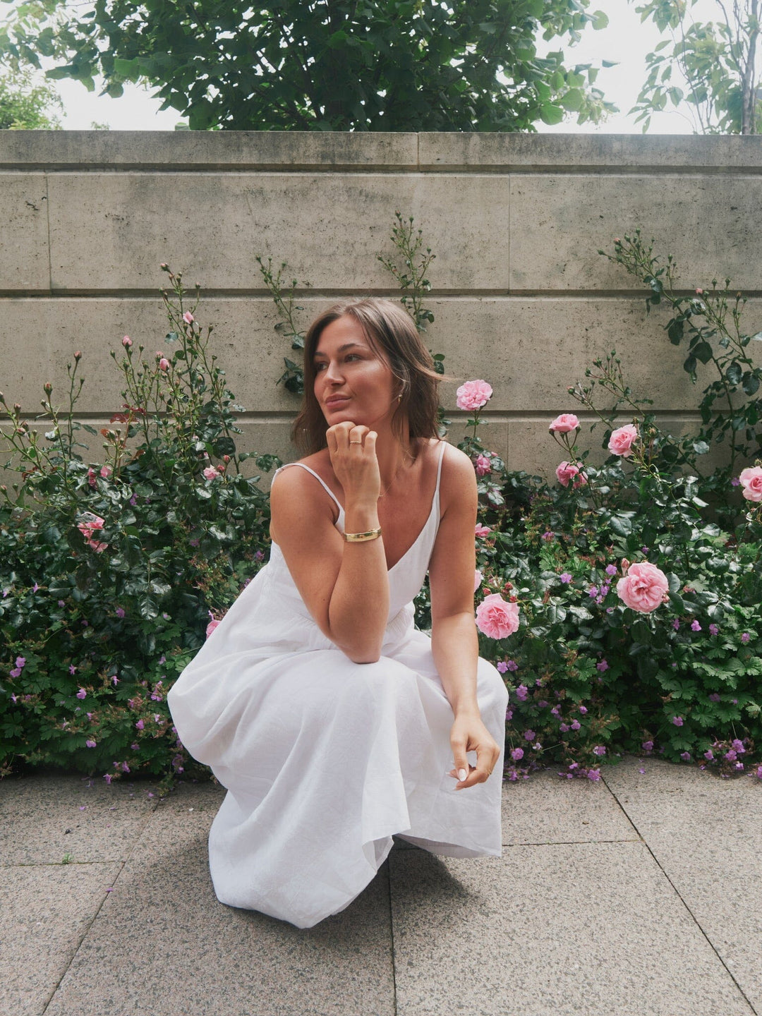 Neo Noir - Savani Long Linen Dress 165480 - 120 - White Kjoler