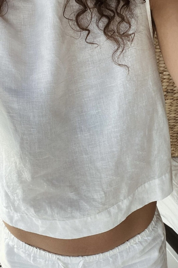 Neo Noir - Svetlana Linen Top - White Toppe