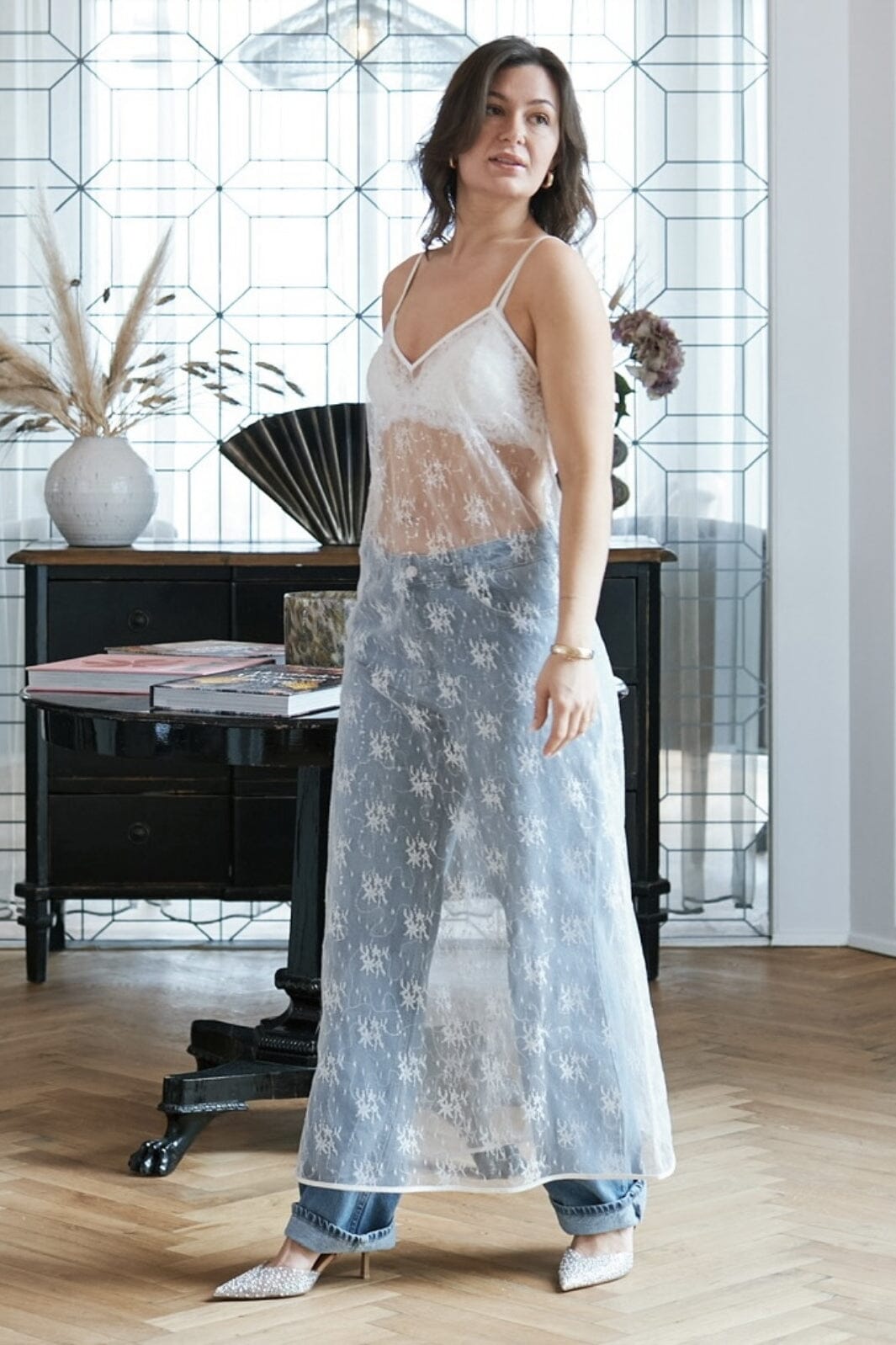 Neo Noir - Tarzana Lace Sequins Dress 162250 - 120 - White Kjoler