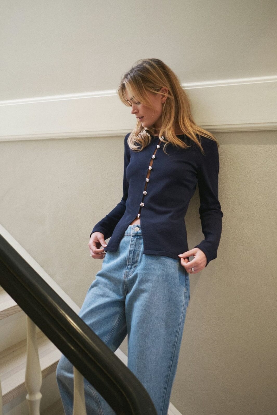 Neo Noir - Teller Knit Blouse 163878 - Dark Navy Bluser