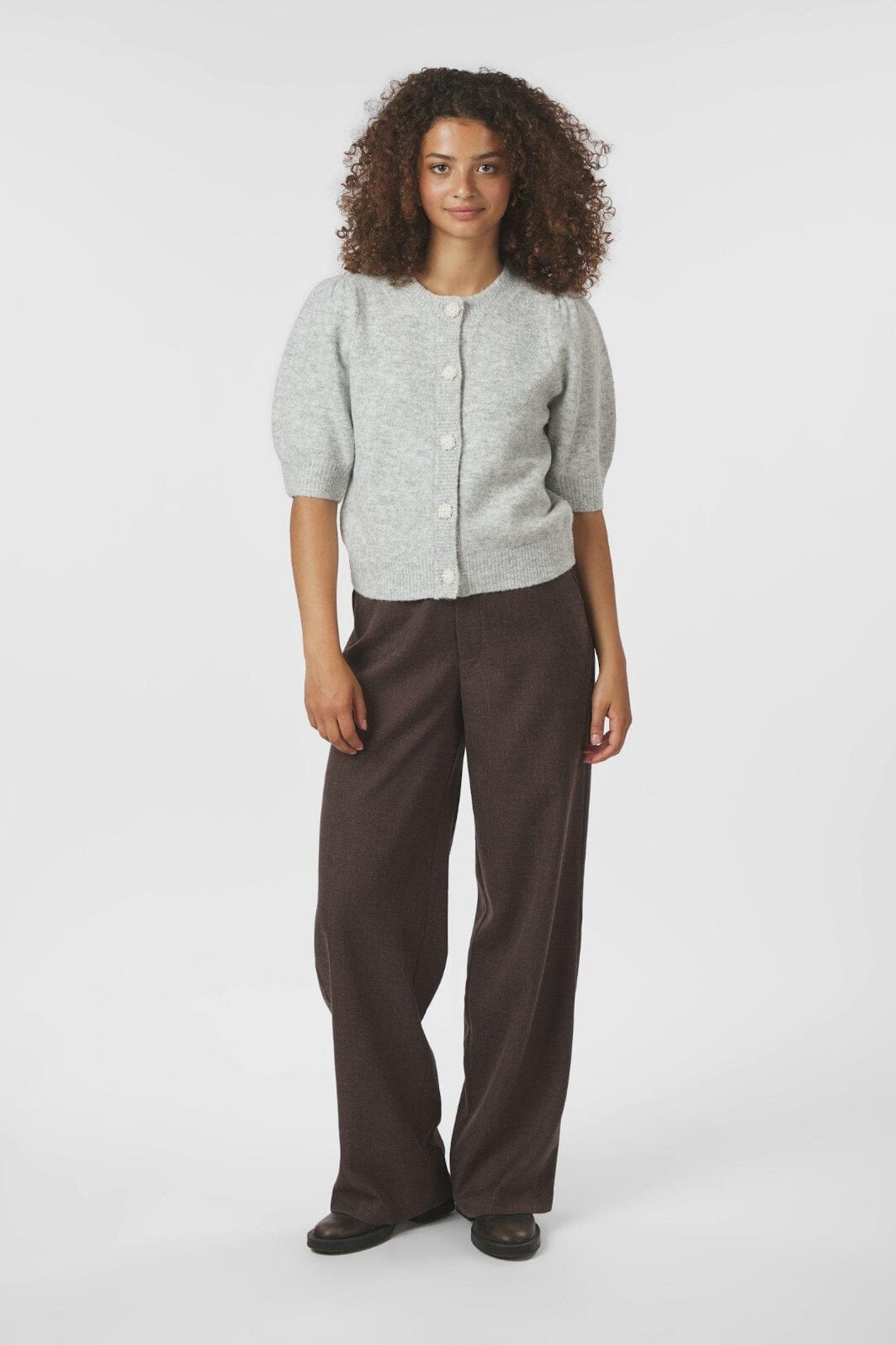 Neo Noir - Trudy Deco Knit Cardigan 164514 - 103 - Light Grey Melange