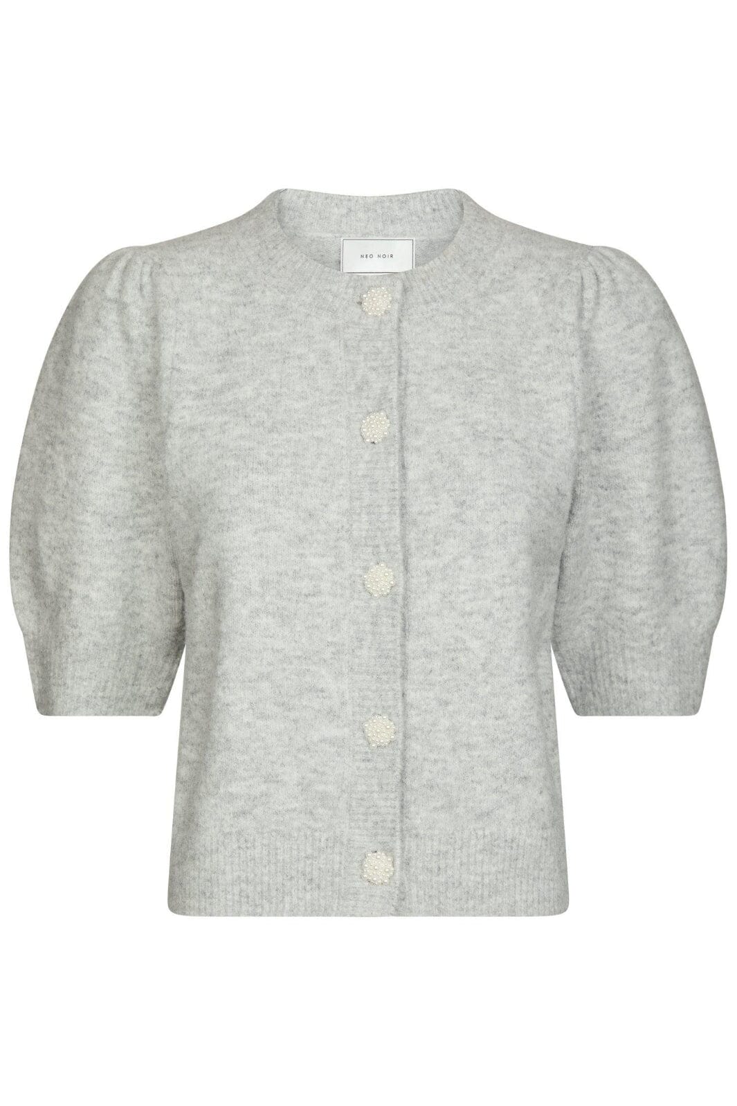 Neo Noir - Trudy Deco Knit Cardigan 164514 - 103 - Light Grey Melange
