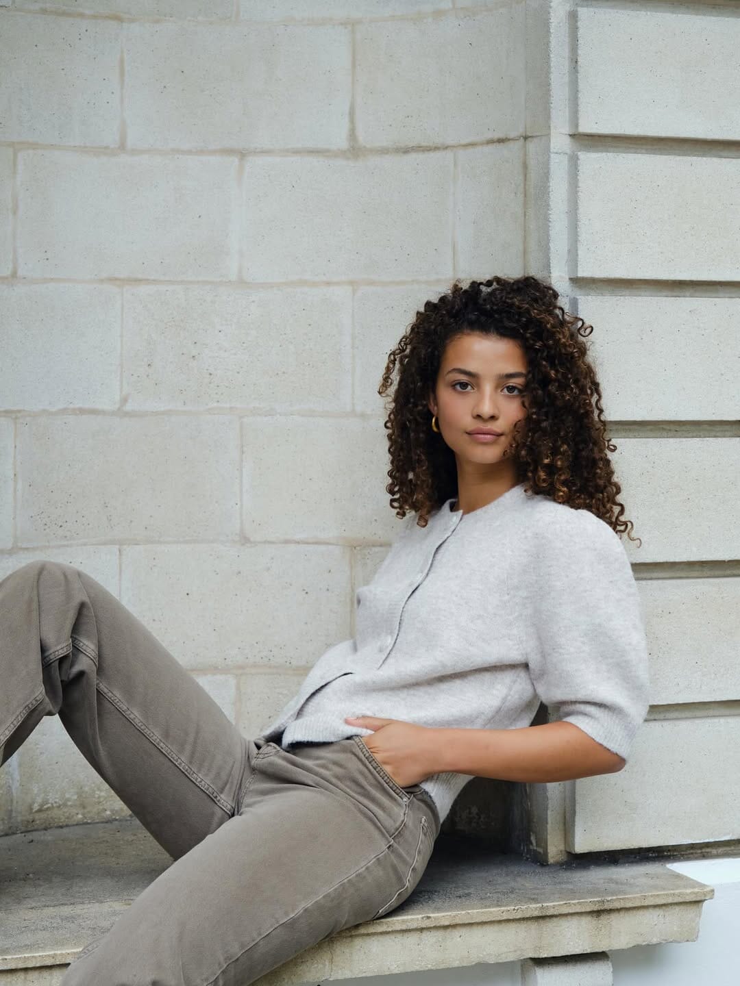 Neo Noir - Trudy Deco Knit Cardigan 164514 - 103 - Light Grey Melange Cardigans