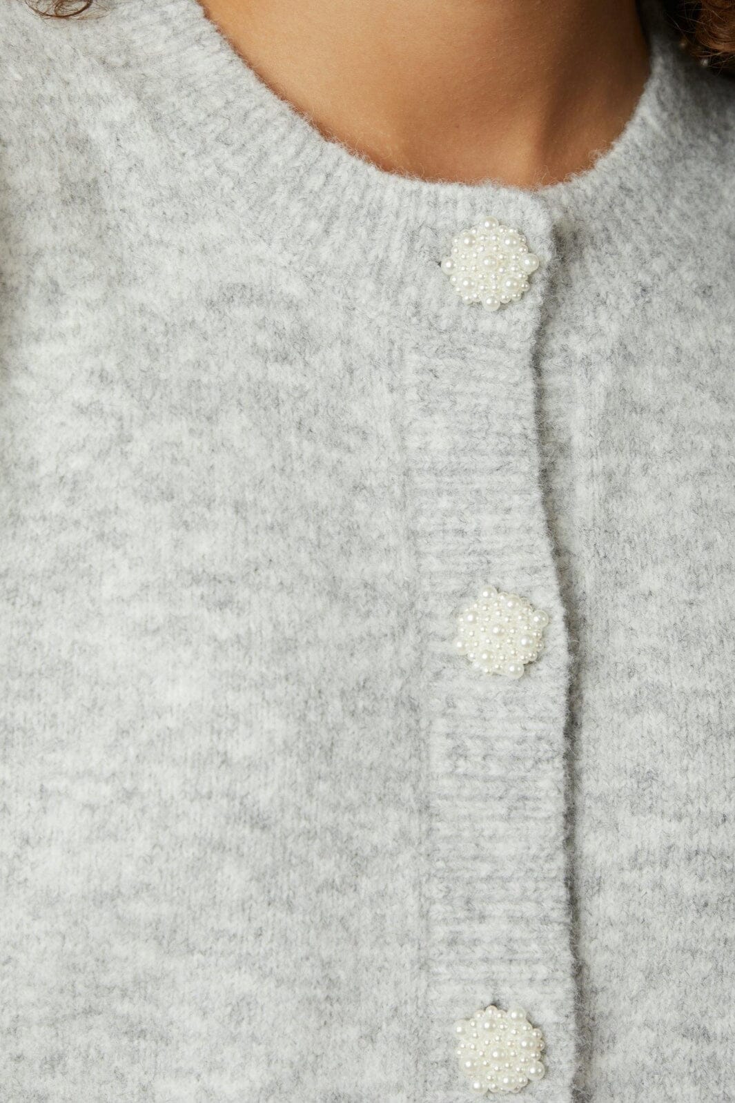 Neo Noir - Trudy Deco Knit Cardigan 164514 - 103 - Light Grey Melange