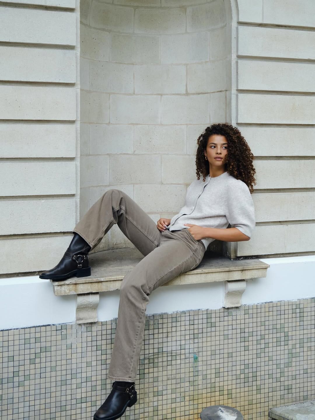 Neo Noir - Trudy Deco Knit Cardigan 164514 - 103 - Light Grey Melange Cardigans